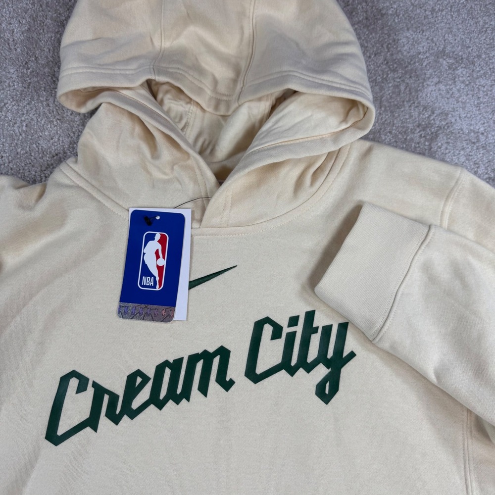 Nike NBA Milwaukee Bucks Cream City Edition Hoodie Youth XL 18/20 Cream Green